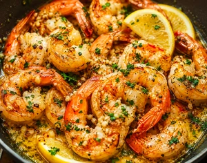 Garlic butter king prawns