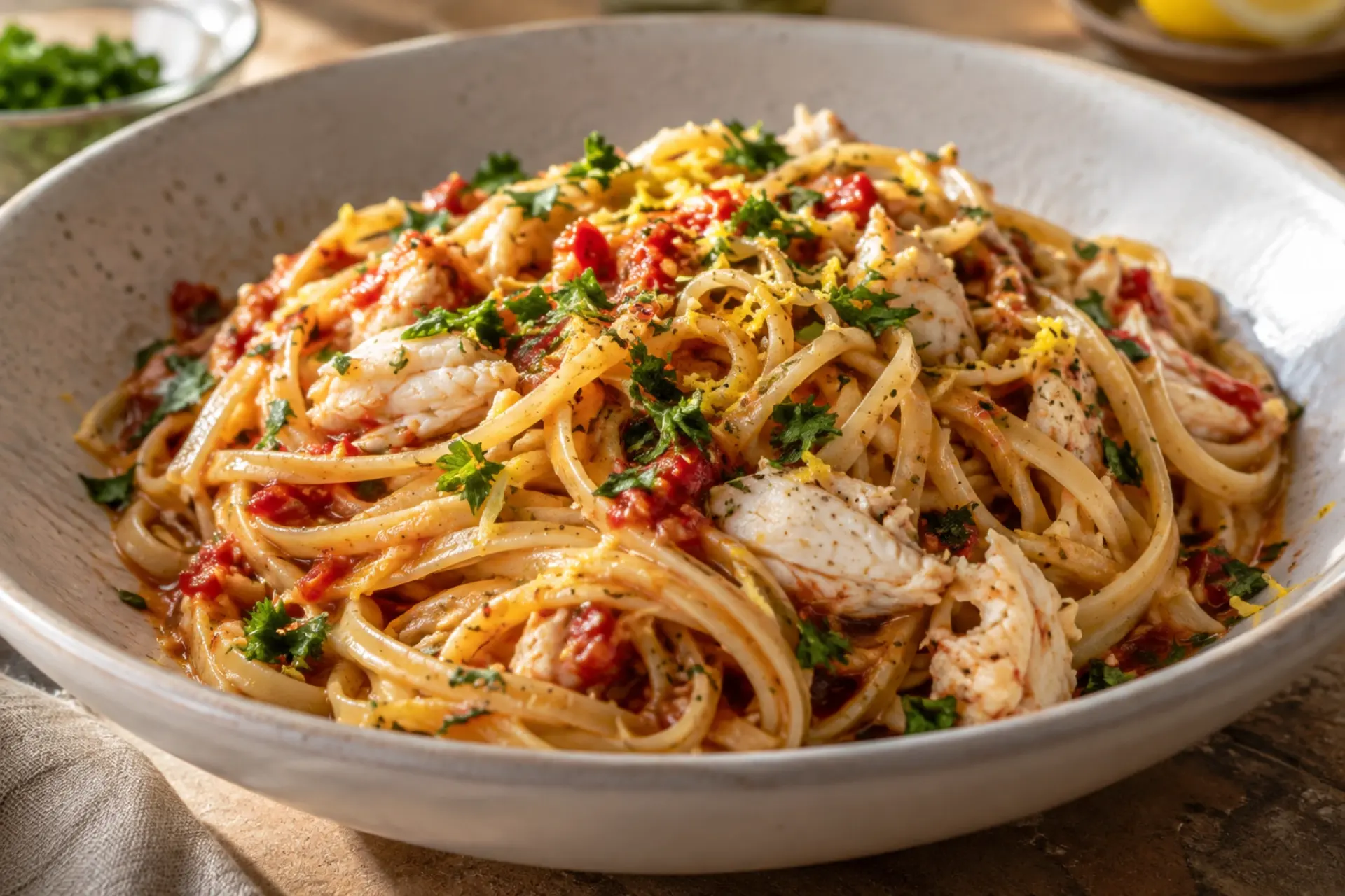 Chilli Garlic Crab Linguine