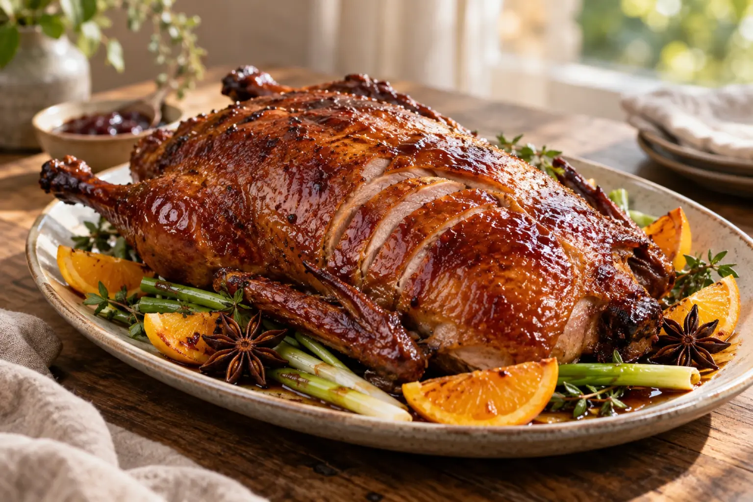 Five-Spice Roast Duck with Plum Glaze