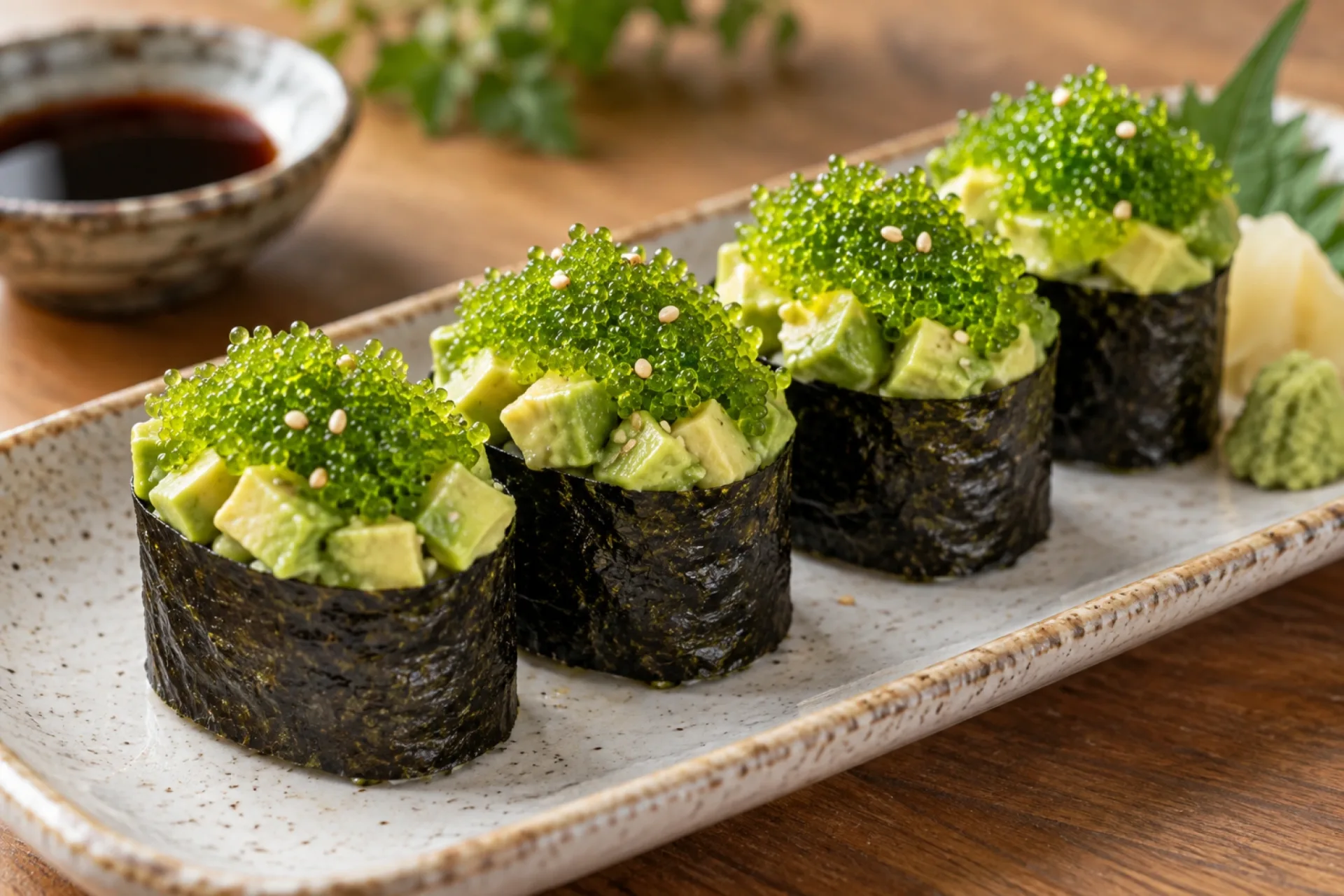Green Tobiko Avocado Gunkan