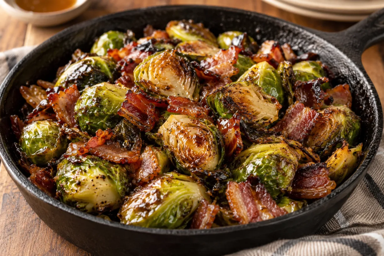Sticky Maple Bacon Brussels Sprouts
