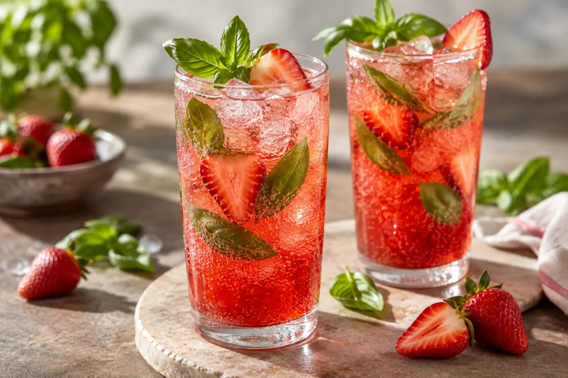 Strawberry Basil Fizz
